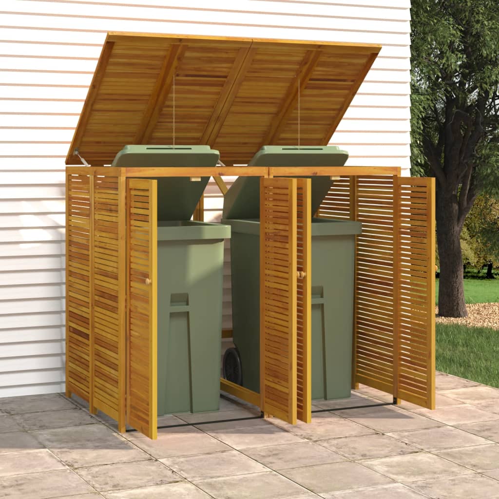 vidaXL Single Garbage Bin Shed 70x89x117 cm Solid Wood Acacia
