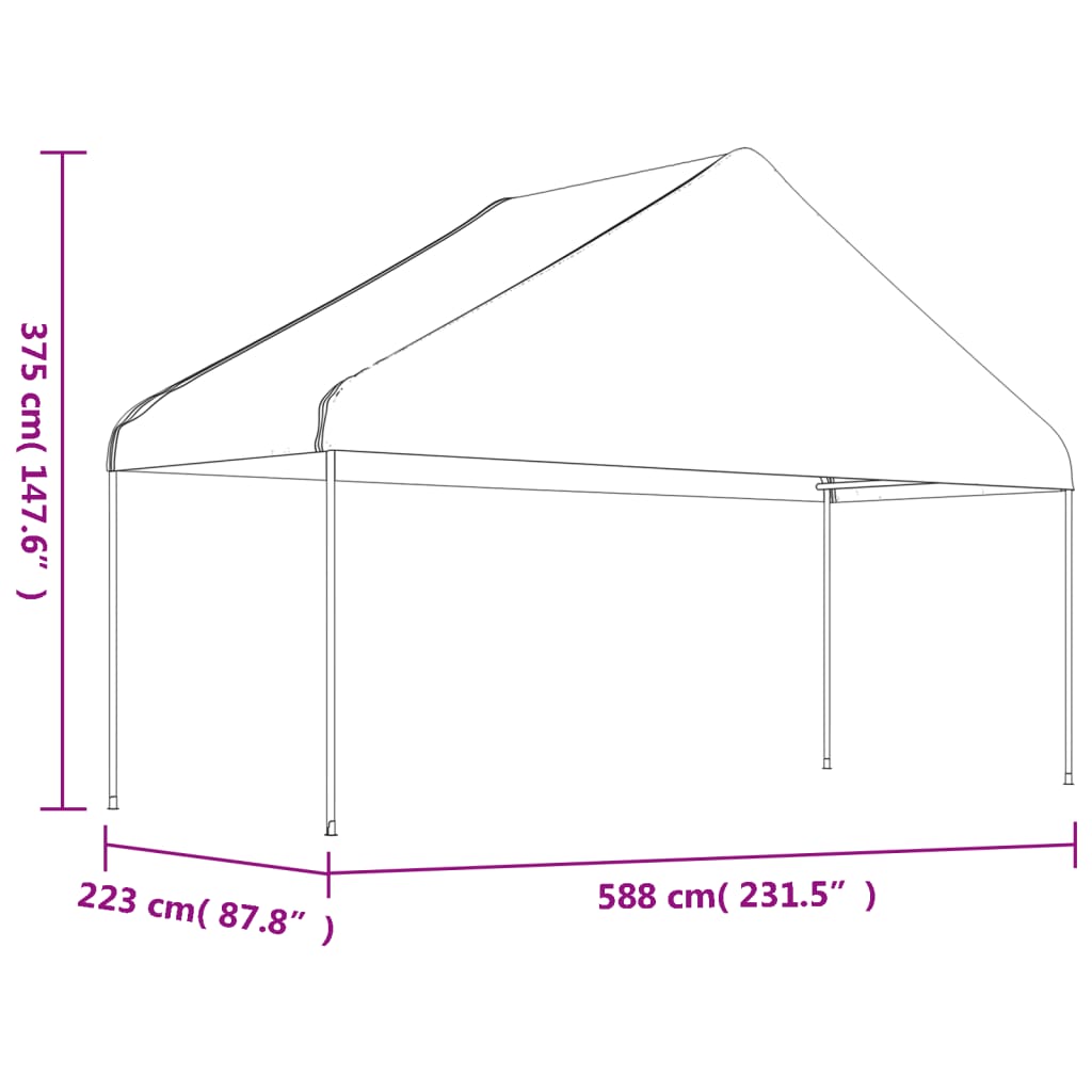vidaXL Gazebo with Roof White 8.92x5.88x3.75 m Polyethylene 6