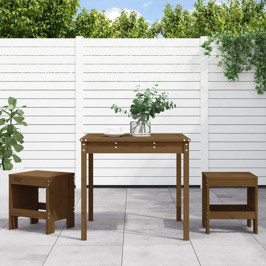 3 Piece Garden Bistro Set Solid Wood Pine Honey brown pine