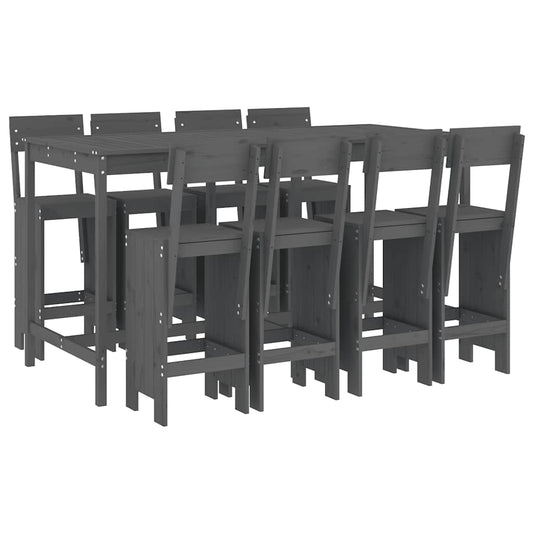 vidaXL Garden Bar Set | Grey | Solid pine wood | Large | Footrest 2