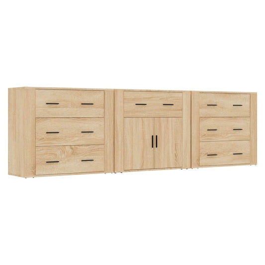 vidaXL Sideboards 3 pcs Sonoma Oak Engineered Wood 2