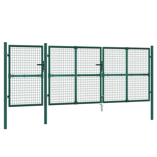 vidaXL Mesh Garden Gate Green 400x125 cm Galvanised Steel 2