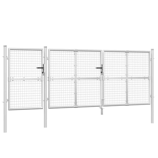 vidaXL Mesh Garden Gate Silver 400x125 cm Galvanised Steel 2