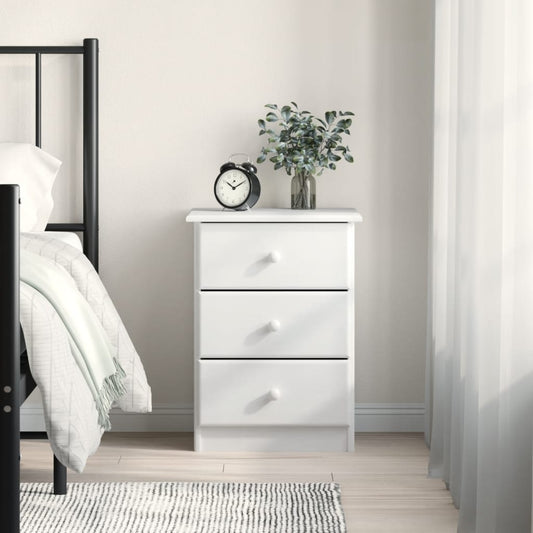 Bedside Cabinet "ALTA" 41x35x41 cm Solid Wood Pine White