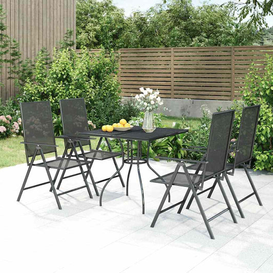 5 Piece Garden Dining Set Anthracite Steel 80 cm table length 4
