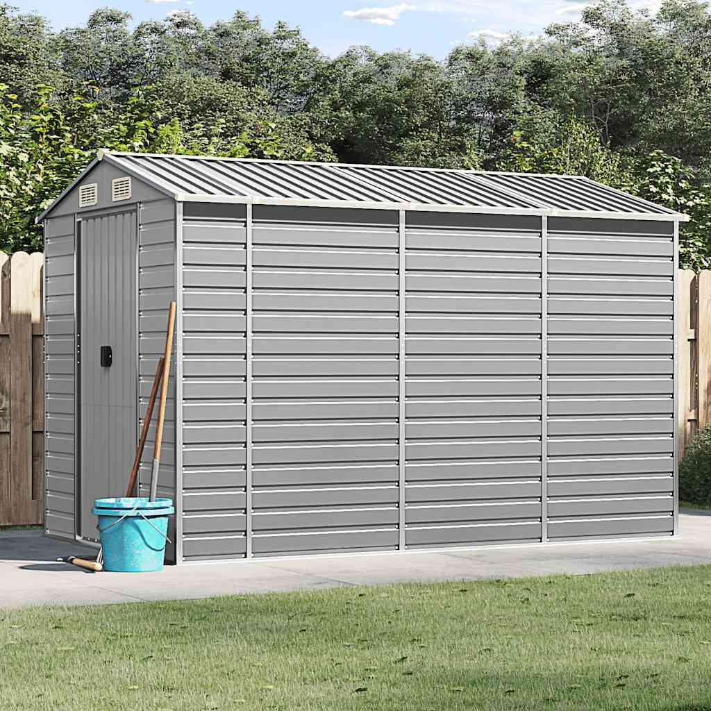 vidaXL Garden Shed Galvanised Steel Light Grey