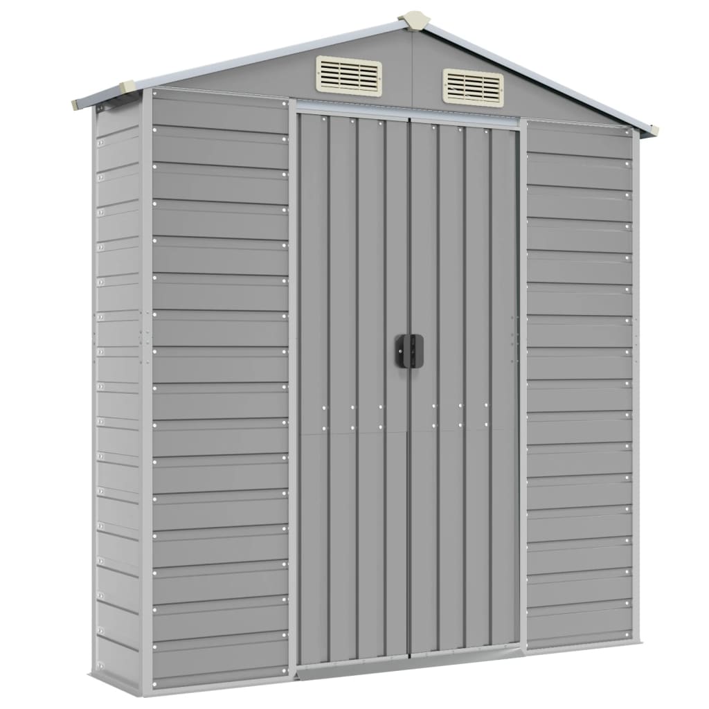 vidaXL Garden Shed Light Grey 191x385x198 cm Galvanised Steel 6