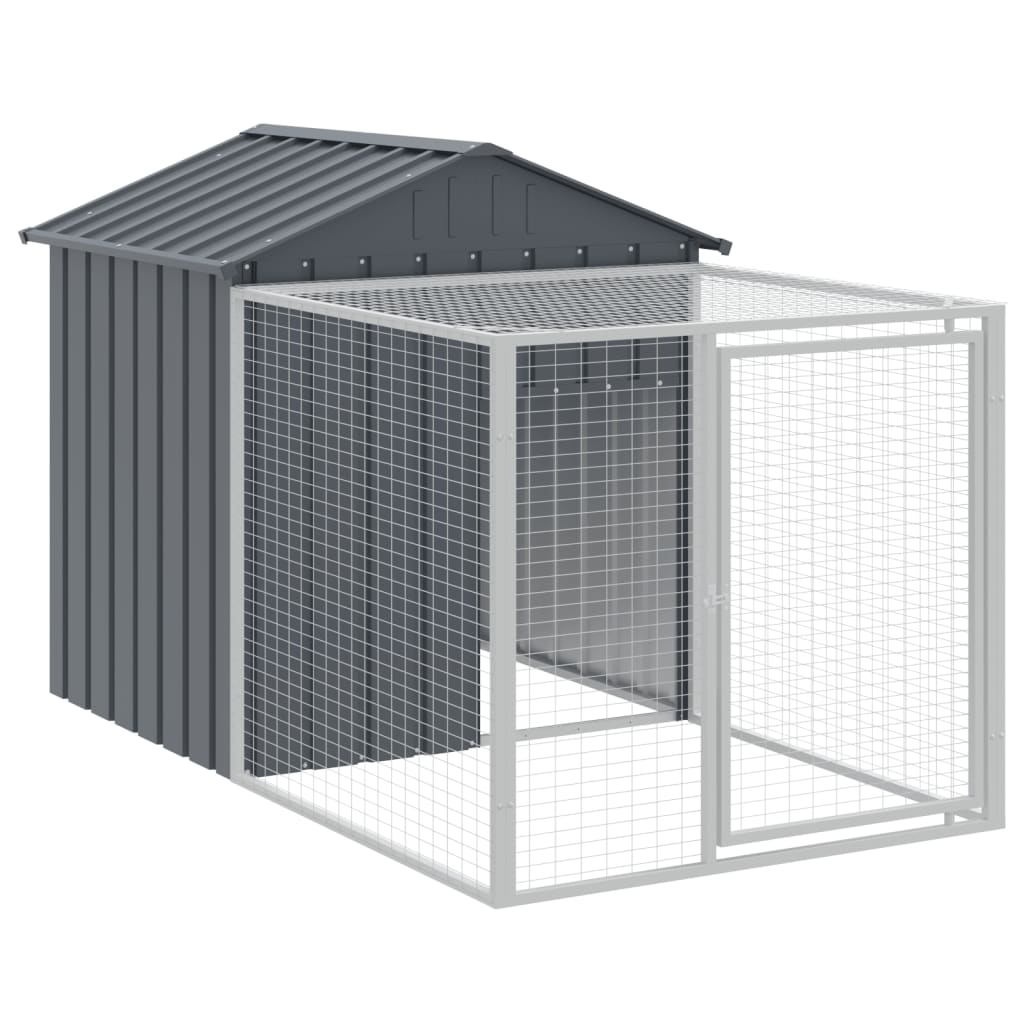 vidaXL Chicken Cage with Run Anthracite 117x1221x123 cm Galvanised Steel 6