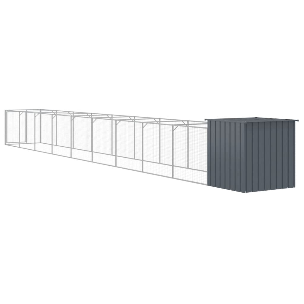 vidaXL Dog House with Run Anthracite 110x1017x110 cm Galvanised Steel 6