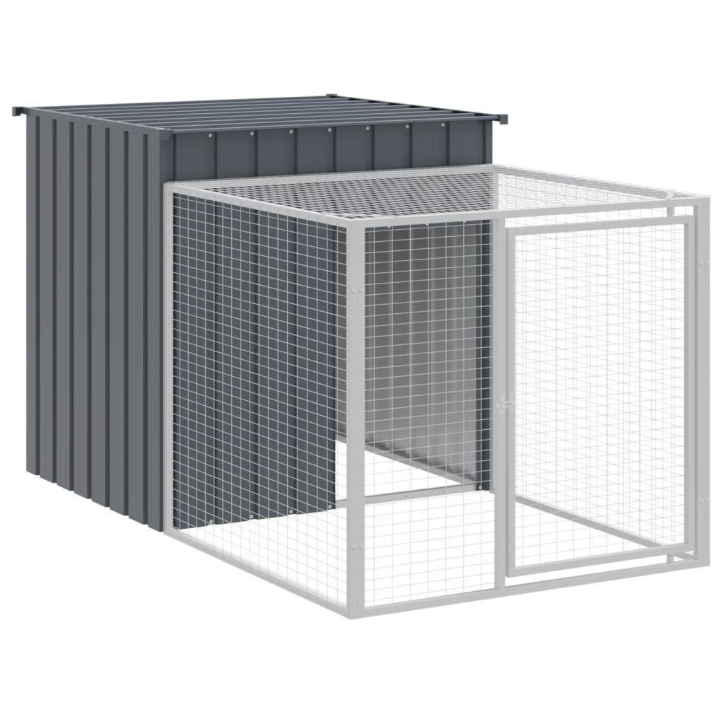 vidaXL Chicken Cage with Run Anthracite 110x1221x110 cm Galvanised Steel 6