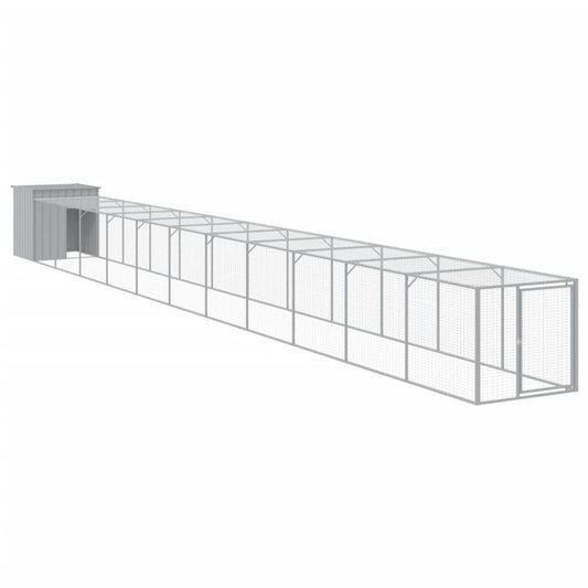 vidaXL Chicken Cage with Run Light Grey 110x1221x110 cm Galvanised Steel 2