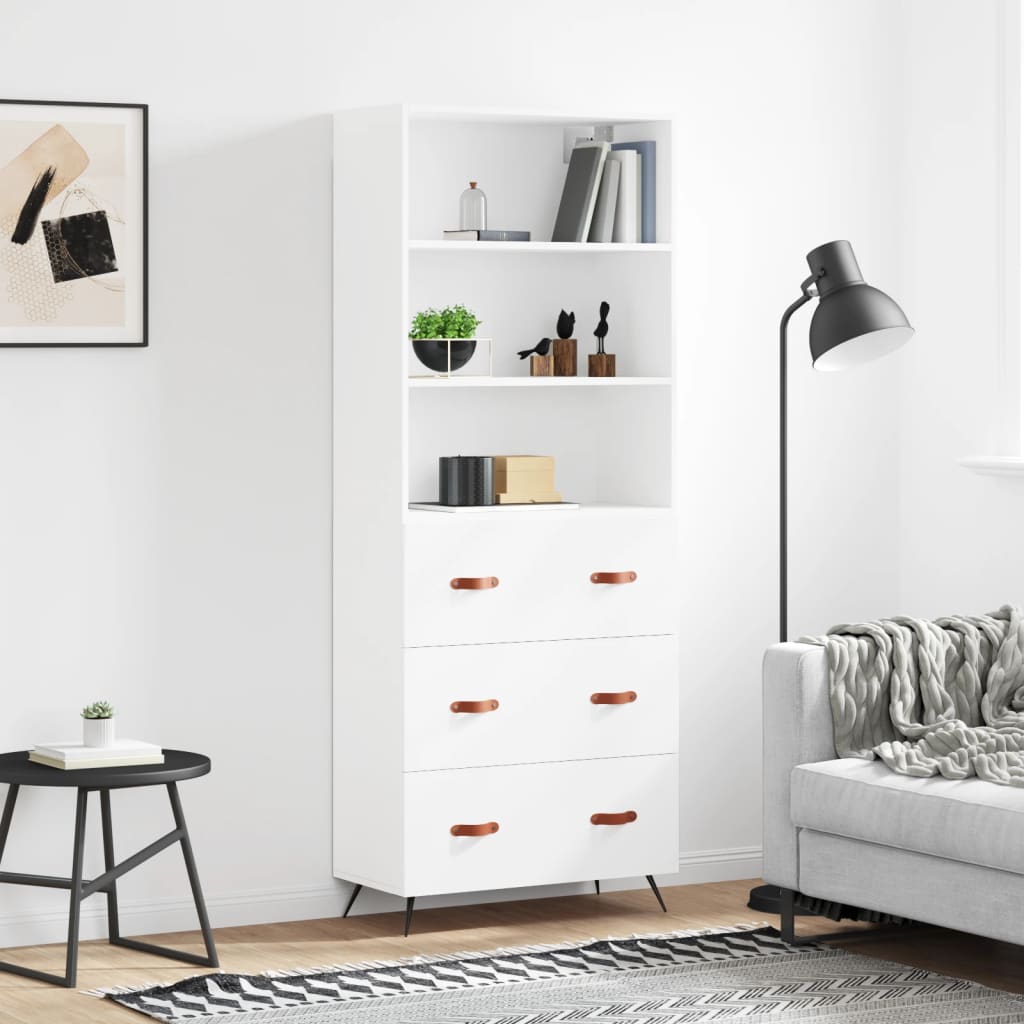 Highboard 69.5x34x180 cm Engineered Wood 3 Drawers White