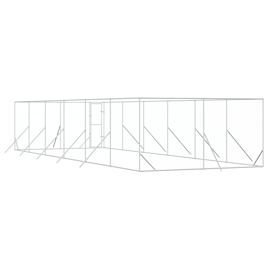 vidaXL Outdoor Dog Kennel Silver 4x12x2 m Galvanised Steel 6