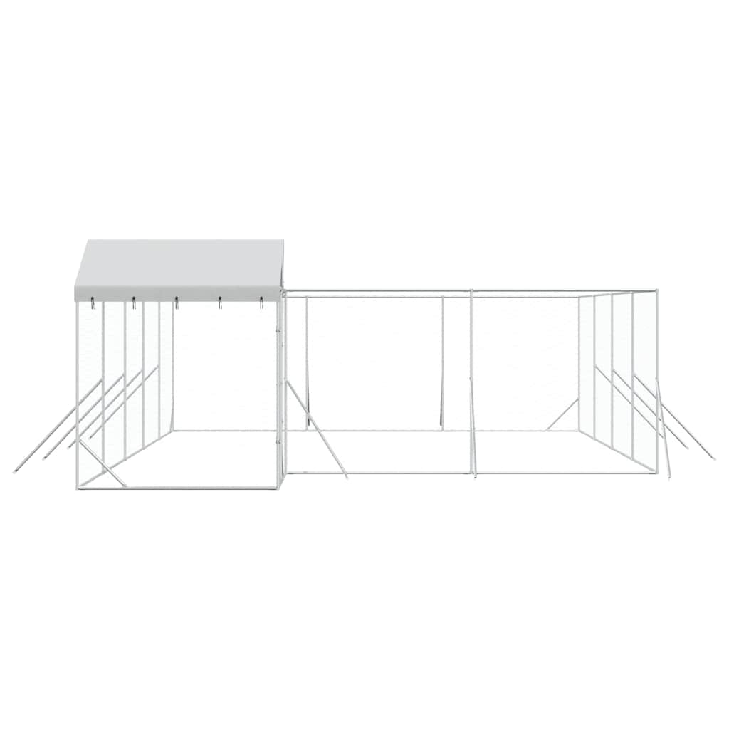 vidaXL Outdoor Dog Kennel with Roof Silver 10x6x2.5 m Galvanised Steel 6