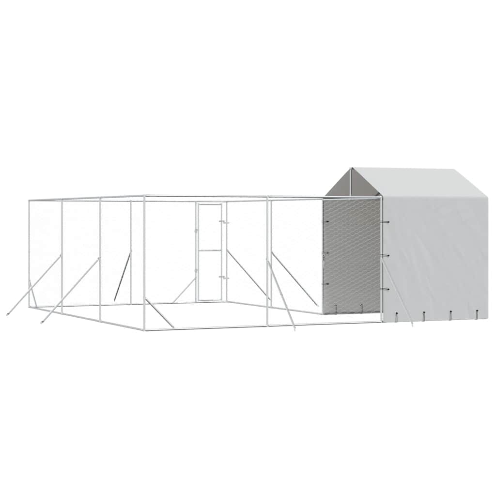vidaXL Outdoor Dog Kennel with Roof Silver 6x6x2,5 m Galvanised Steel 6