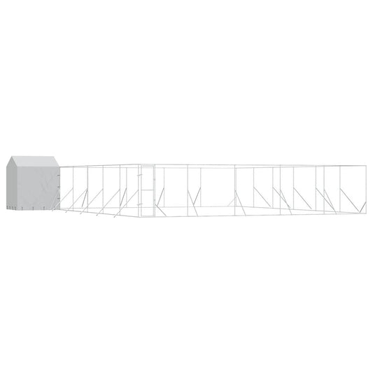 vidaXL Outdoor Dog Kennel with Roof Silver 12x12x2.5m Galvanised Steel 2