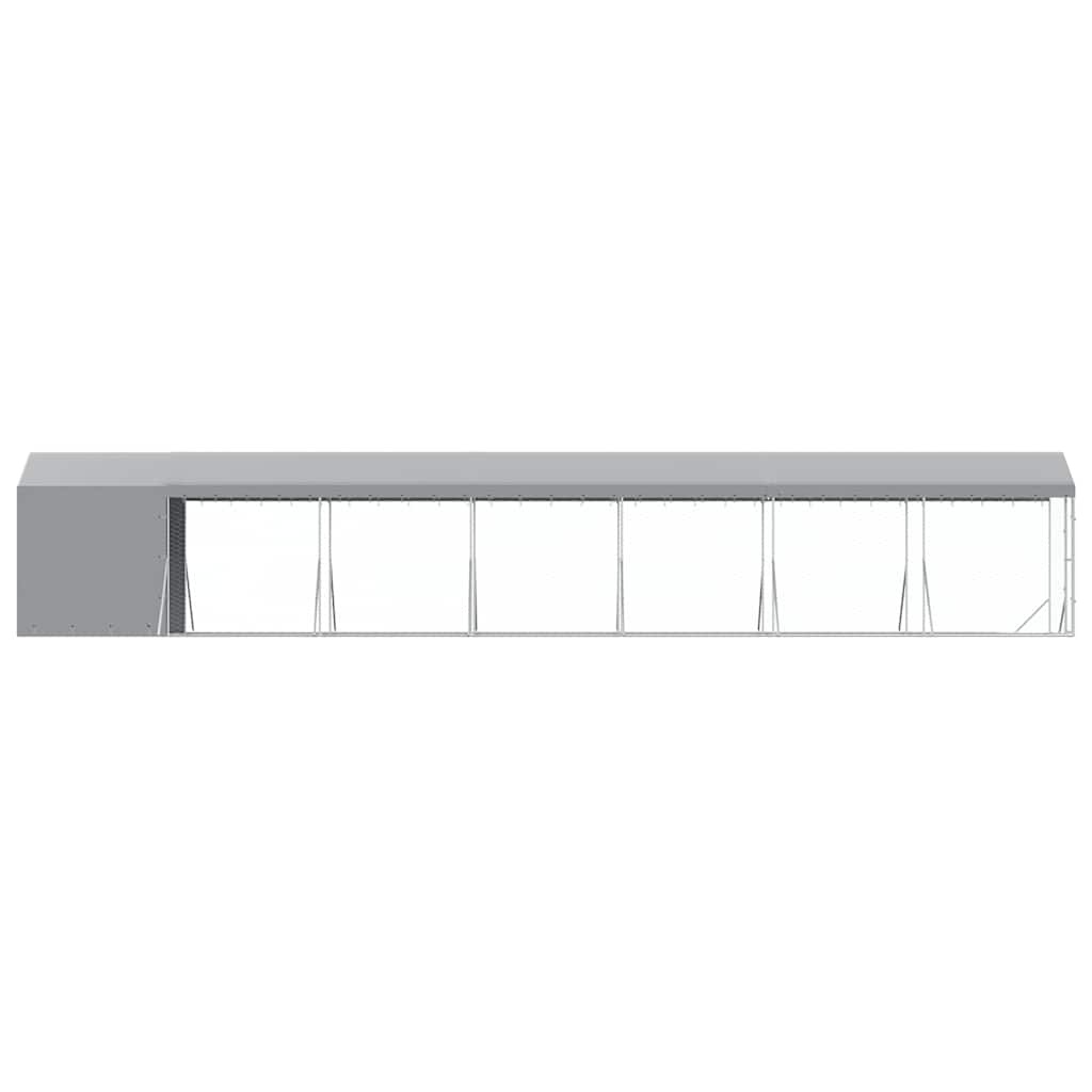 vidaXL Outdoor Dog Kennel with Roof Silver 2x14x2,5 m Galvanised Steel 6