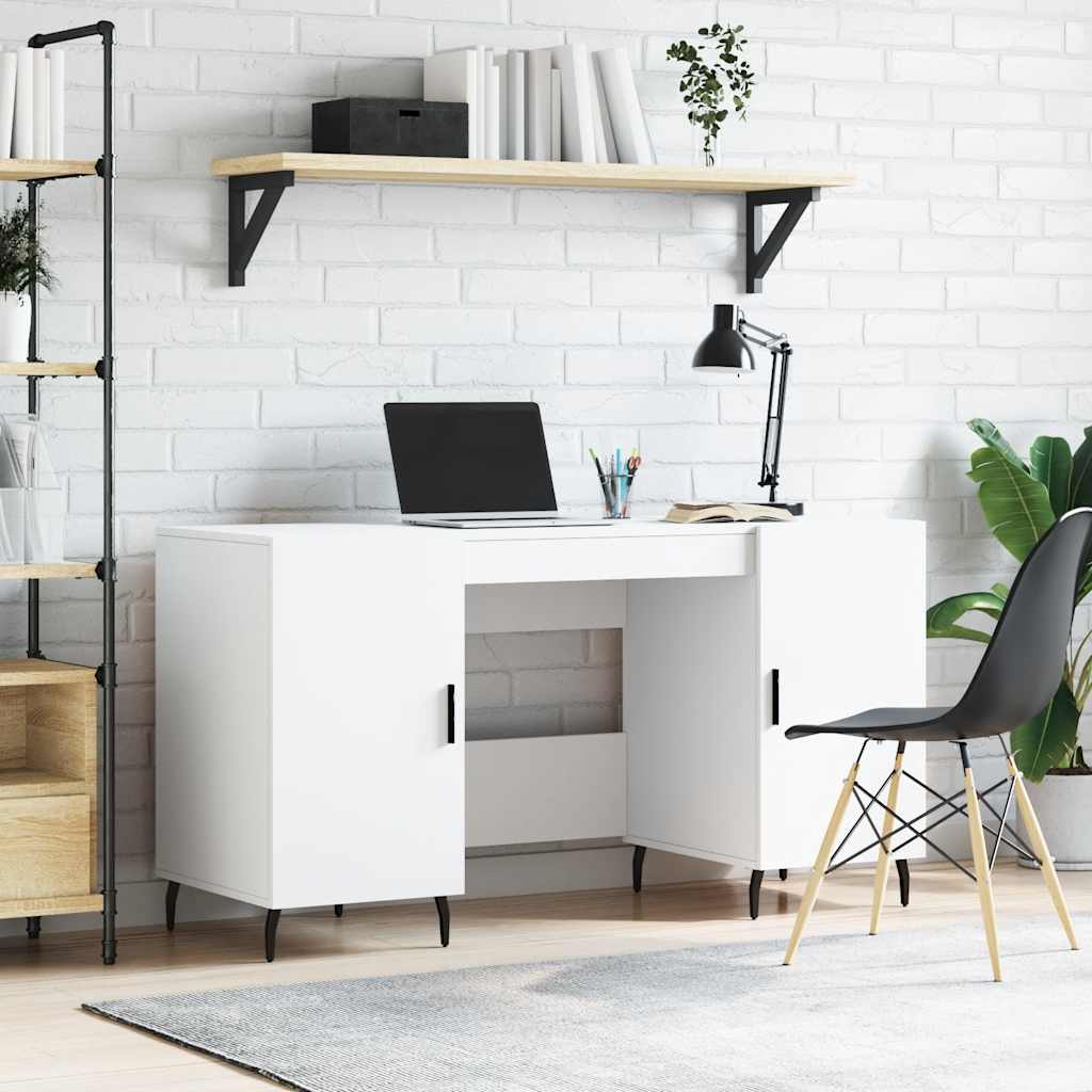 Desk 140x50x75 cm Engineered Wood White