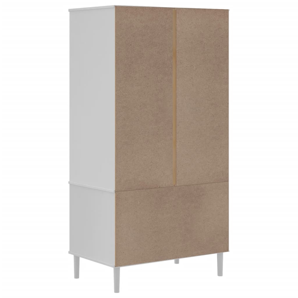Wardrobe "SENJA" Rattan Look 90x55x175 cm Solid Wood Pine White