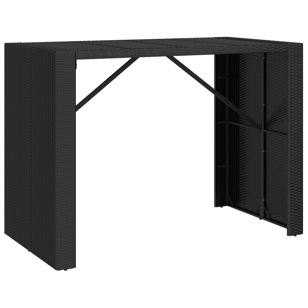 vidaXL 7 Piece Garden Bar Set with Cushions Black Poly Rattan 6