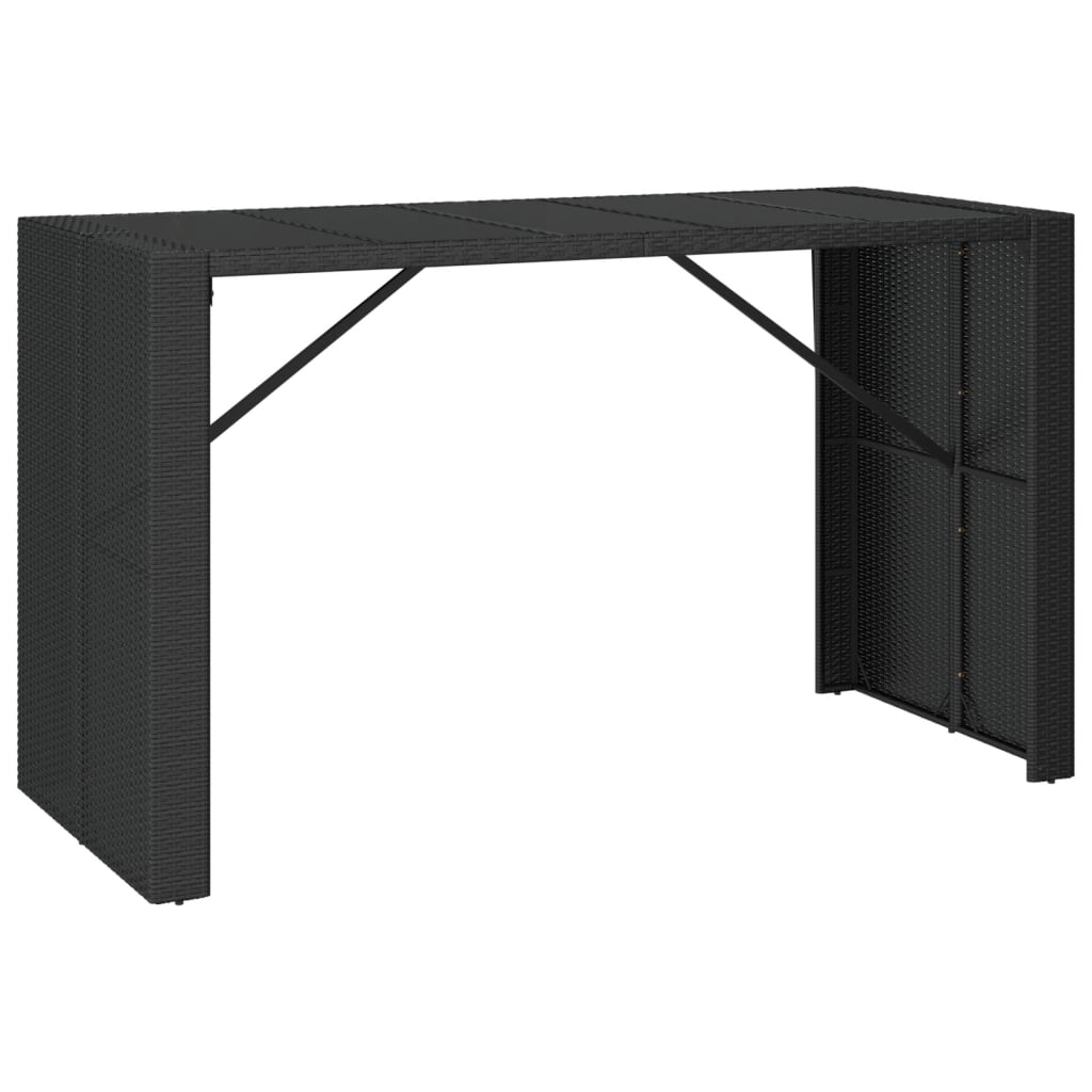 vidaXL 9 Piece Garden Bar Set with Cushions Black Poly Rattan 6