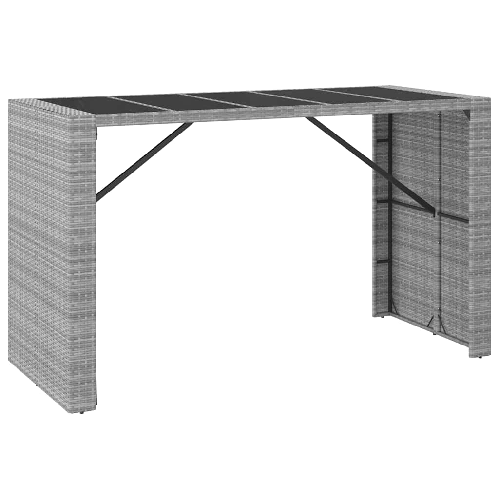 vidaXL 9 Piece Garden Bar Set with Cushions Grey Poly Rattan 6