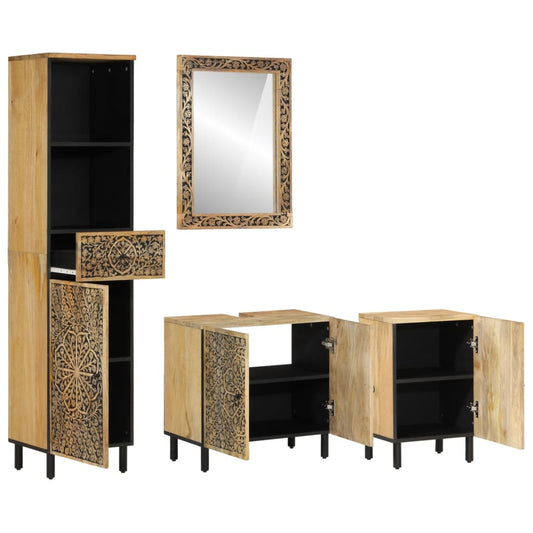 vidaXL 4 Piece Bathroom Furniture Set Solid Wood Mango 2