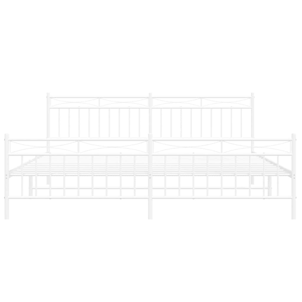 Metal Bed Frame without Mattress with Footboard with Headboard & Footboard White 193 cm 203 cm