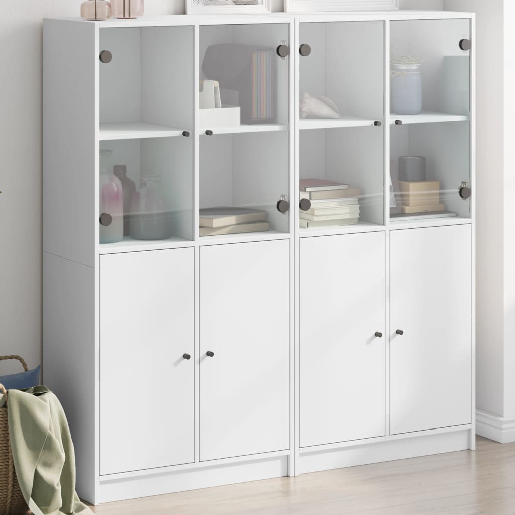 Highboard with Doors 68x37x142 cm Engineered Wood White 136 cm