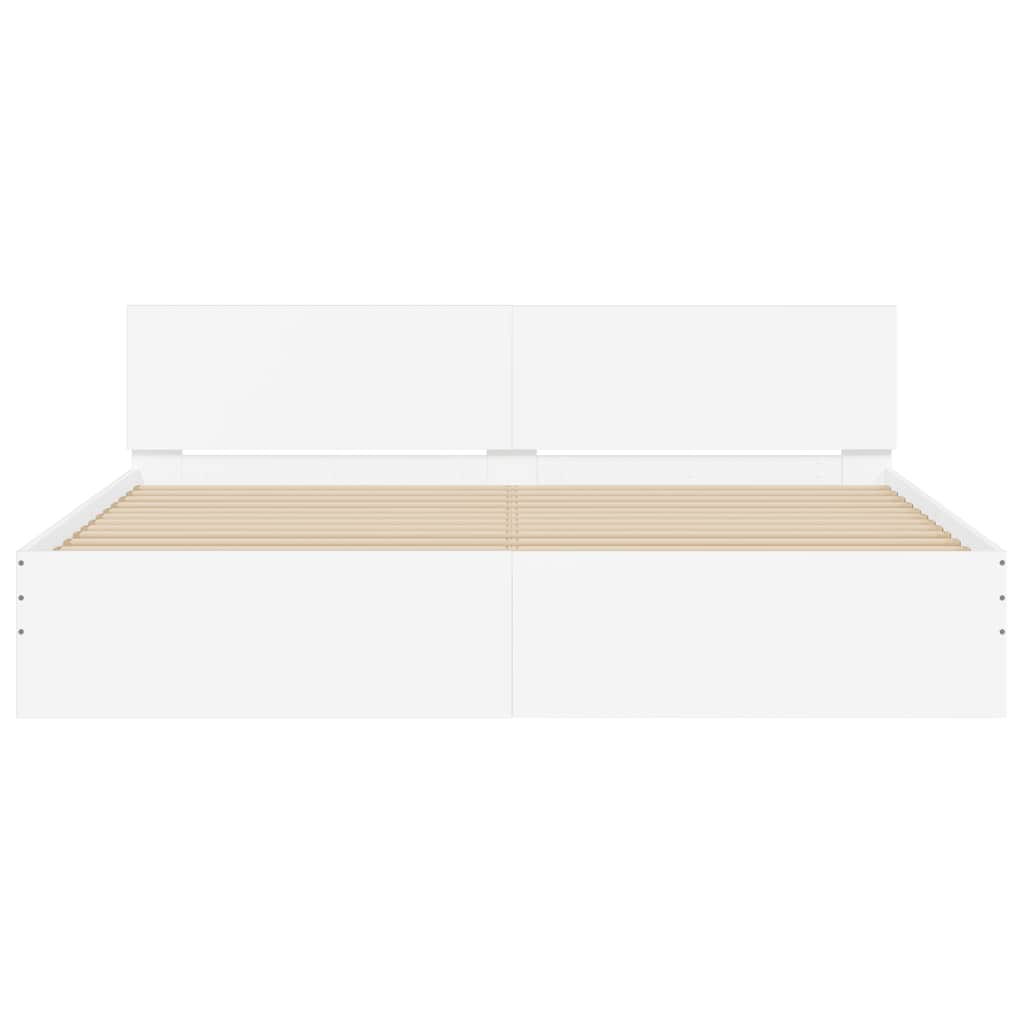 Bed Frame with LED without Mattress 200x200 cm White
