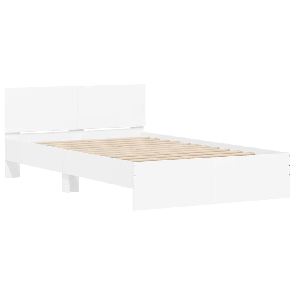 Bed Frame with Headboard and LED 120x200 cm White