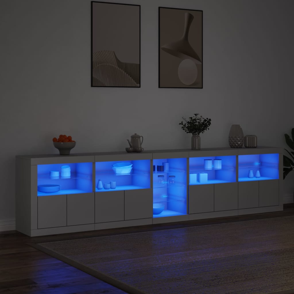 Sideboard with LED Lights 283x37x67 cm White