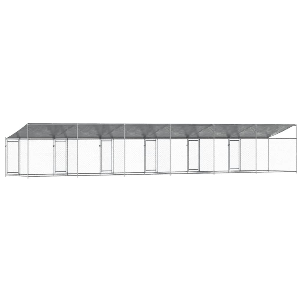 vidaXL Dog Cage with Roof and Door Grey 10x2x2 m Galvanised Steel 6