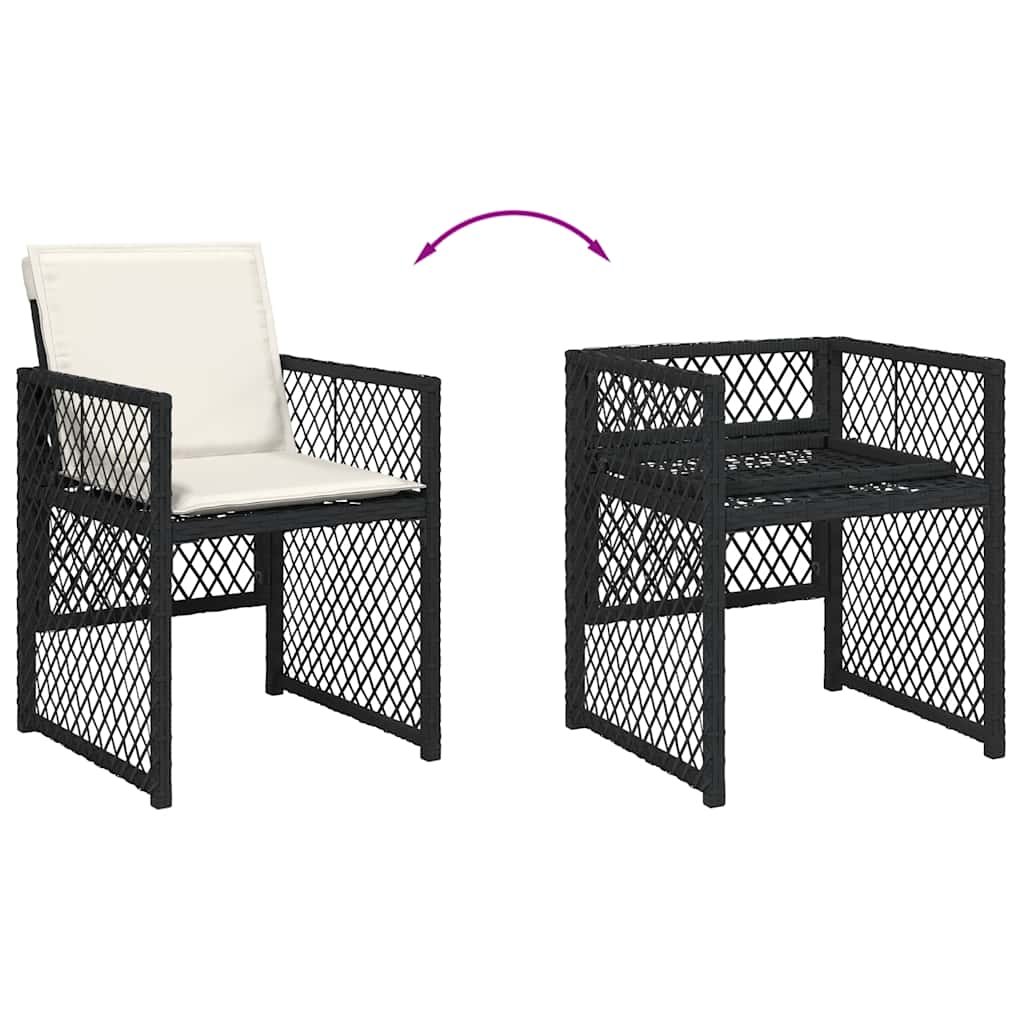 vidaXL 9 Piece Garden Dining Set with Cushions Black Poly Rattan 6