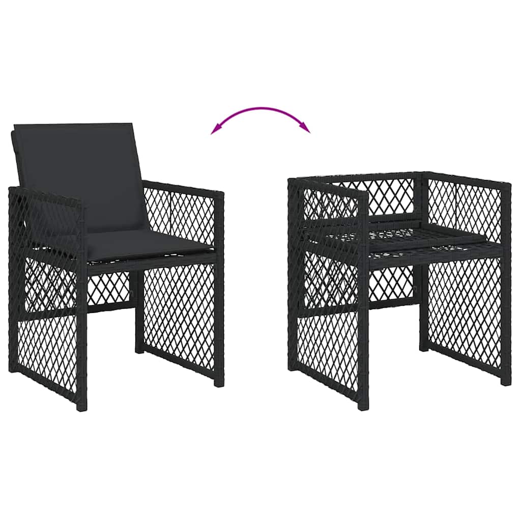 vidaXL 11 Piece Garden Dining Set with Cushions Black Poly Rattan 6