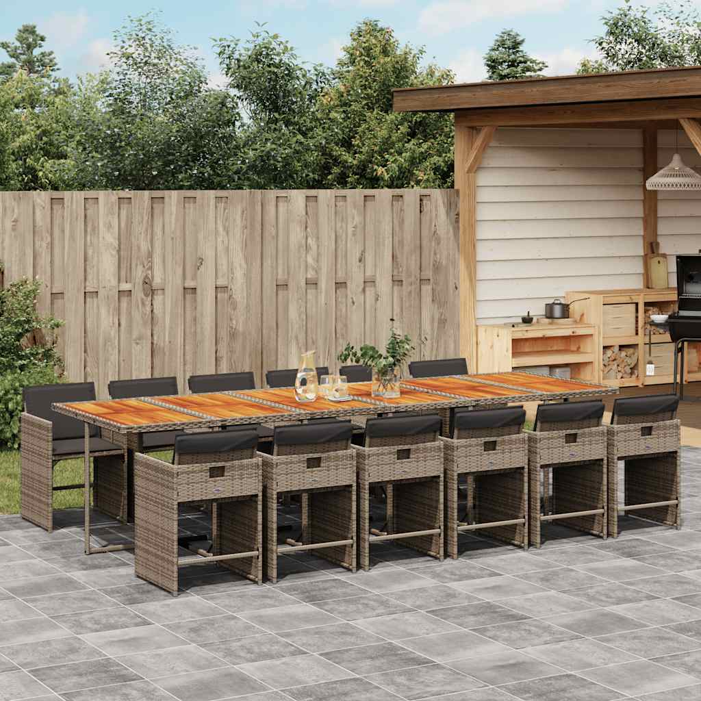 vidaXL 5 Piece Garden Dining Set with Cushions Poly Rattan Wood