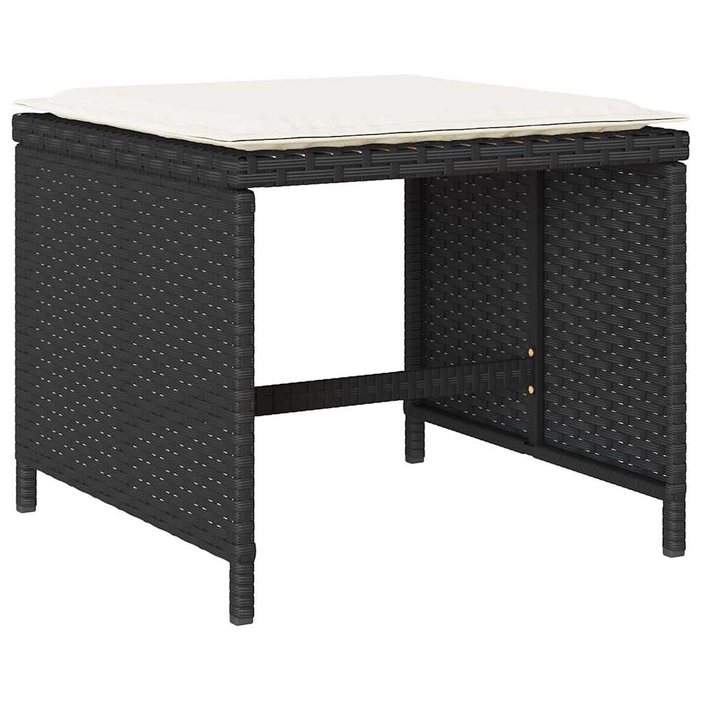 vidaXL 13 Piece Garden Dining Set with Cushions Black Poly Rattan 6