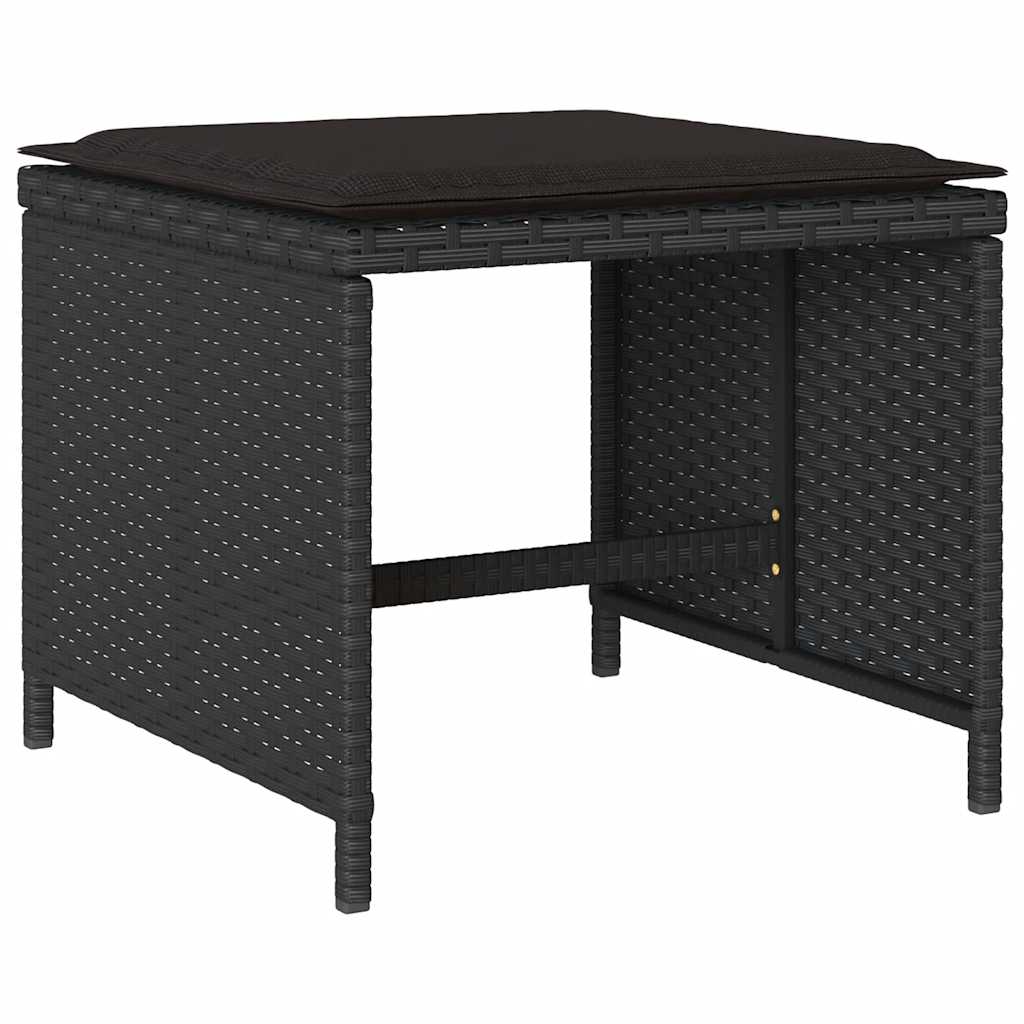 vidaXL 13 Piece Garden Dining Set with Cushions Black Poly Rattan 6