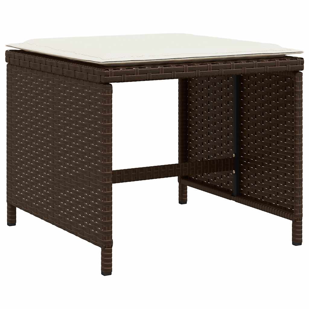 vidaXL 17 Piece Garden Dining Set with Cushions Brown Poly Rattan 6