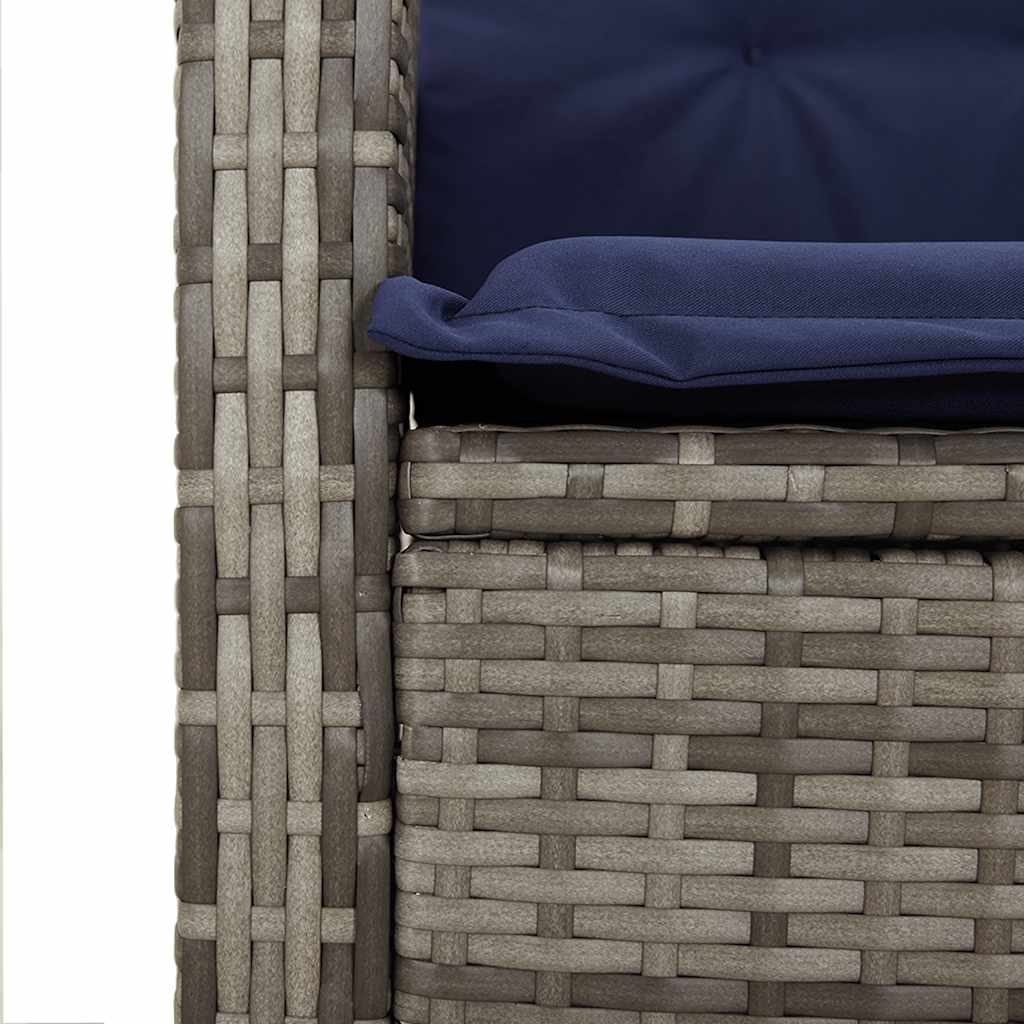 vidaXL 9 Piece Garden Dining Set with Cushions Grey Poly Rattan 6