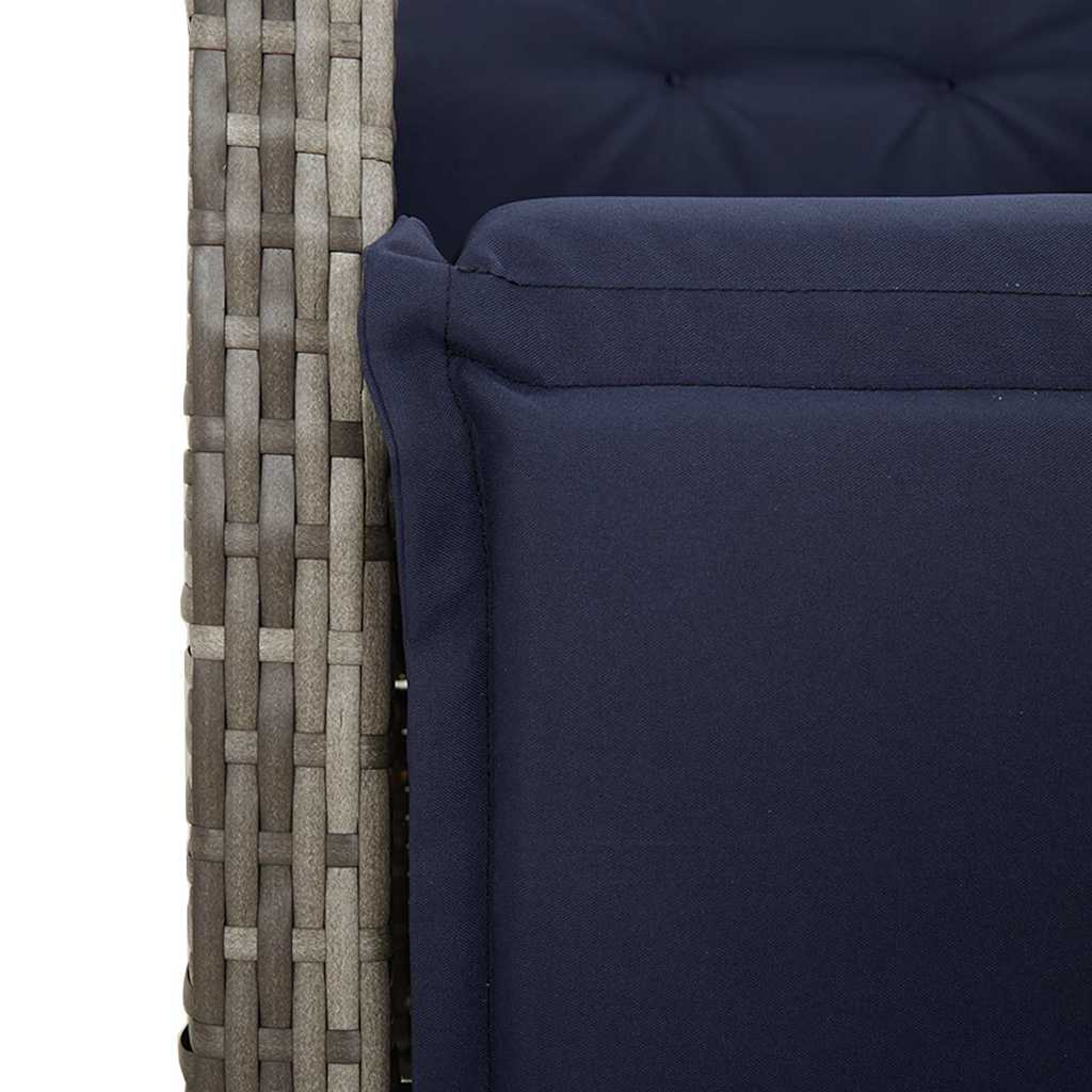 vidaXL 7 Piece Garden Dining Set with Cushions Grey Poly Rattan 6