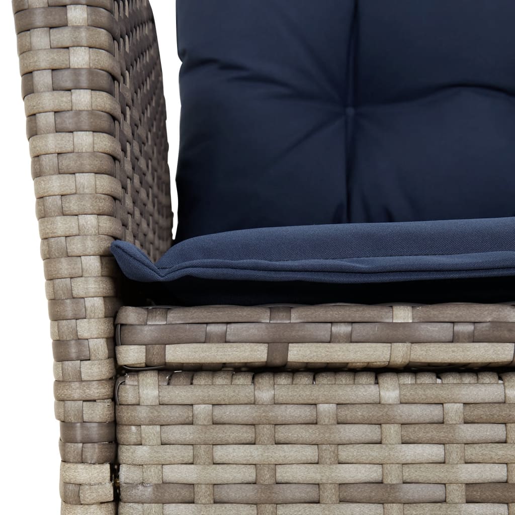 vidaXL 9 Piece Garden Dining Set with Cushions Grey Poly Rattan 6
