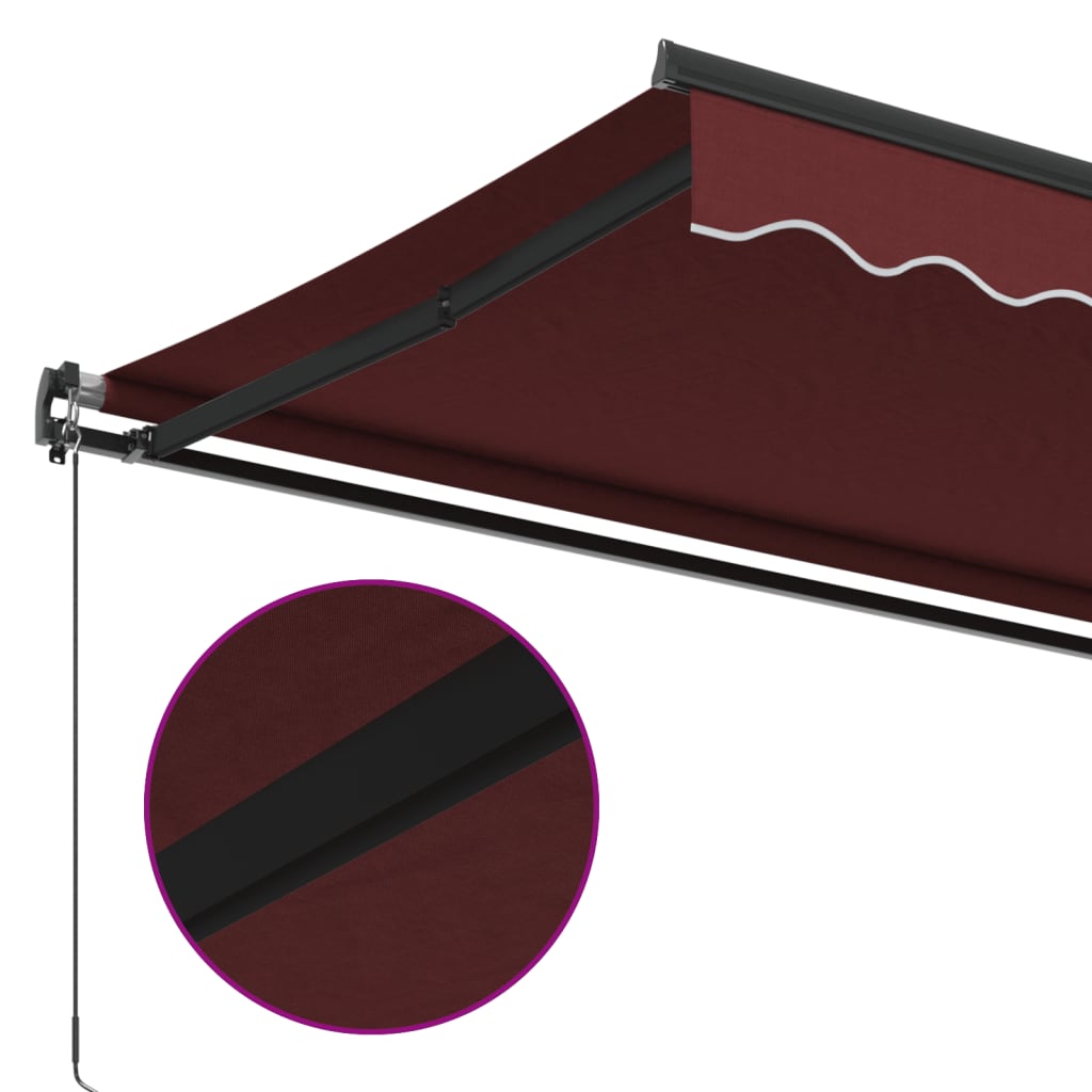 vidaXL Manual Retractable Awning Burgundy 450x350 cm 6