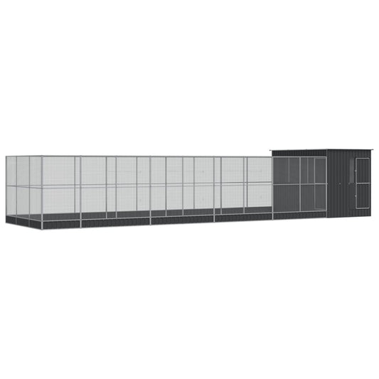 vidaXL Aviary with Extension Silver 1118x303x216 cm Steel 2