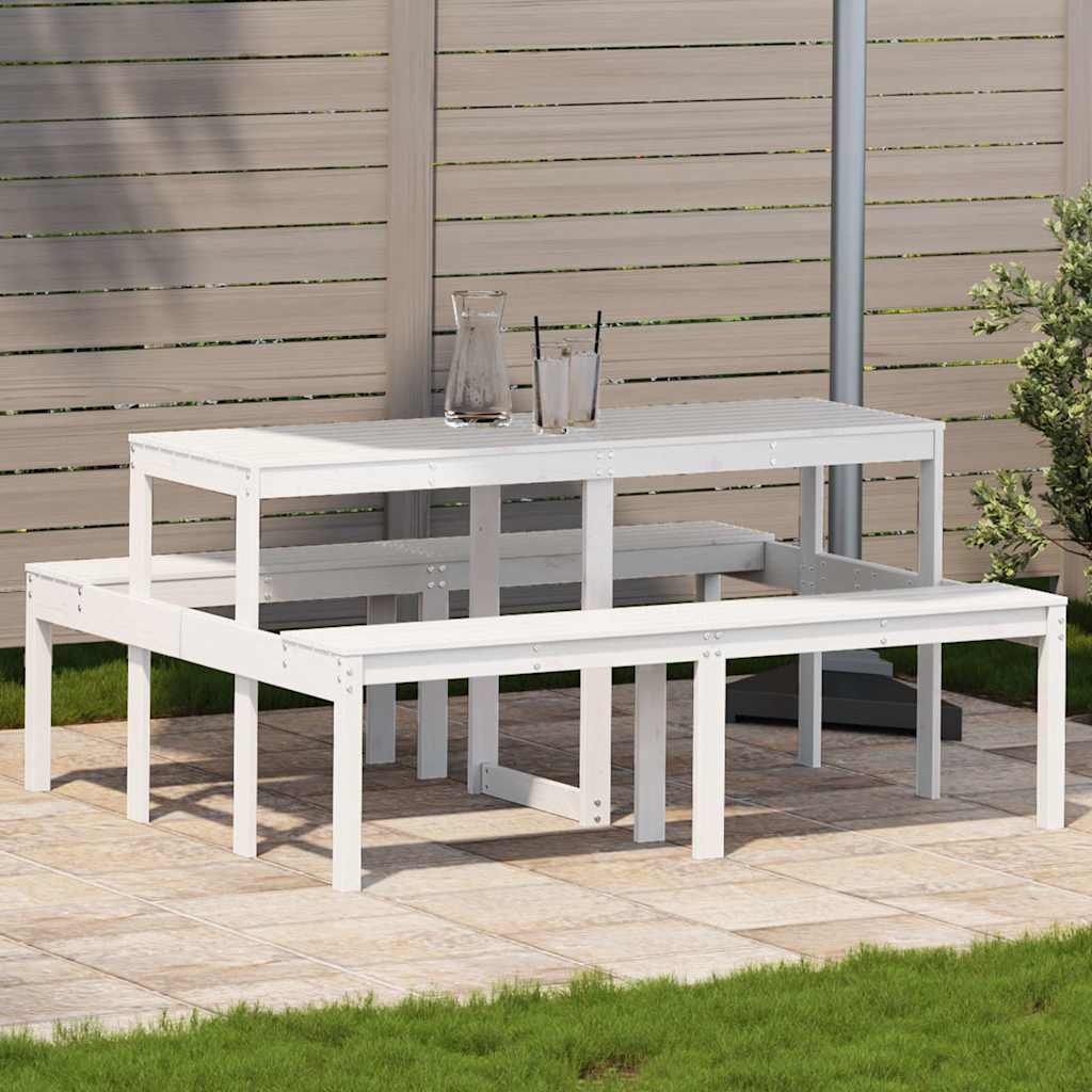 Picnic Table Solid Wood Pine White 160 x 134 x 75 cm