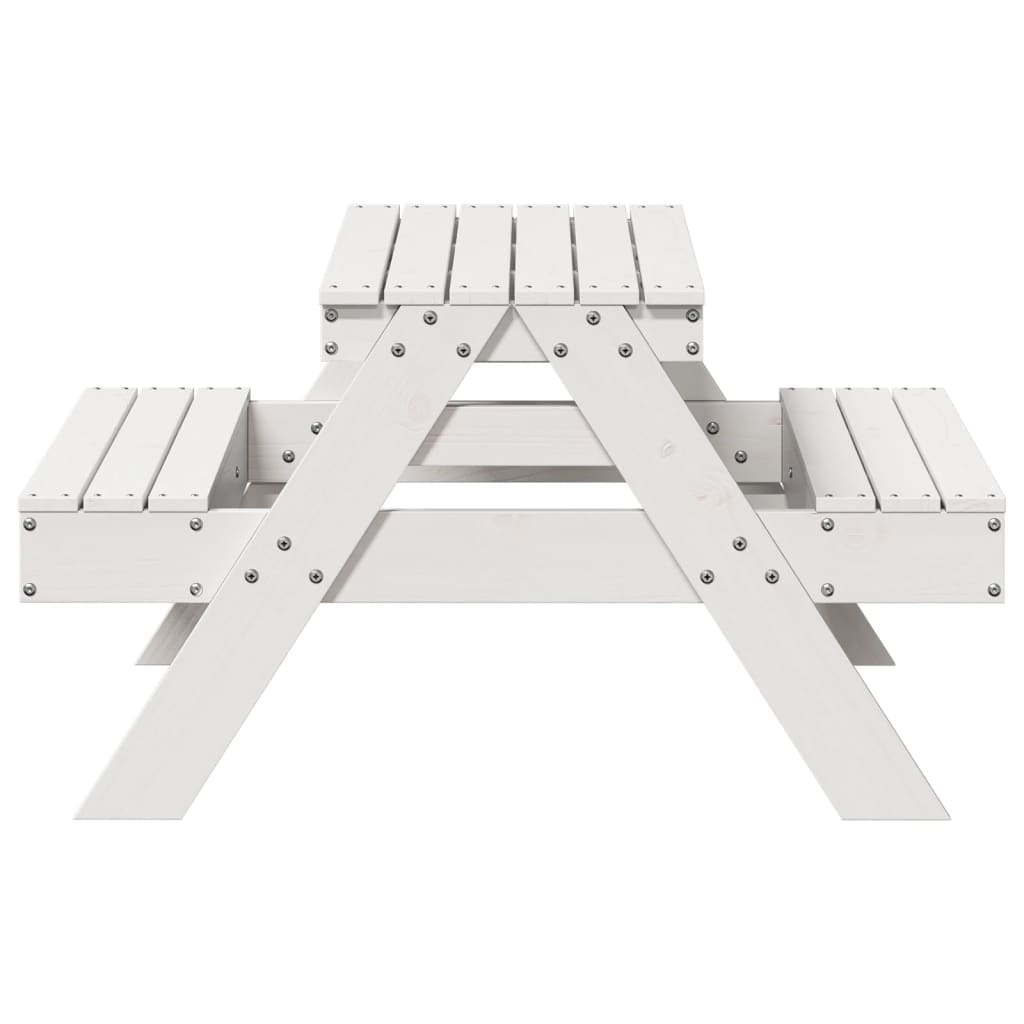 Picnic Table for Kids 88x97x52 cm Solid Wood Pine White