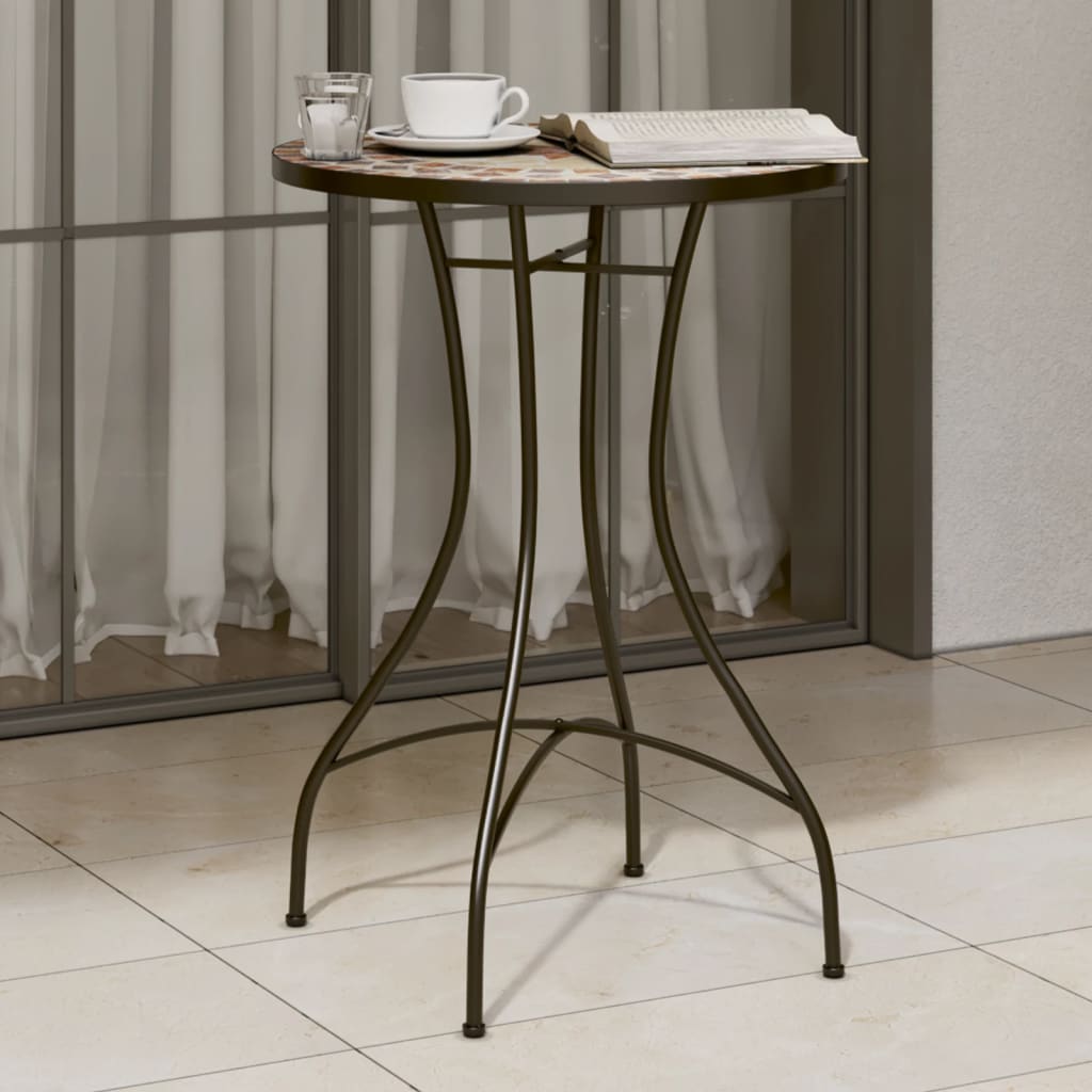 Mosaic Bistro Table Ø50x70 Ceramic Terracotta and white 50 x 70 cm