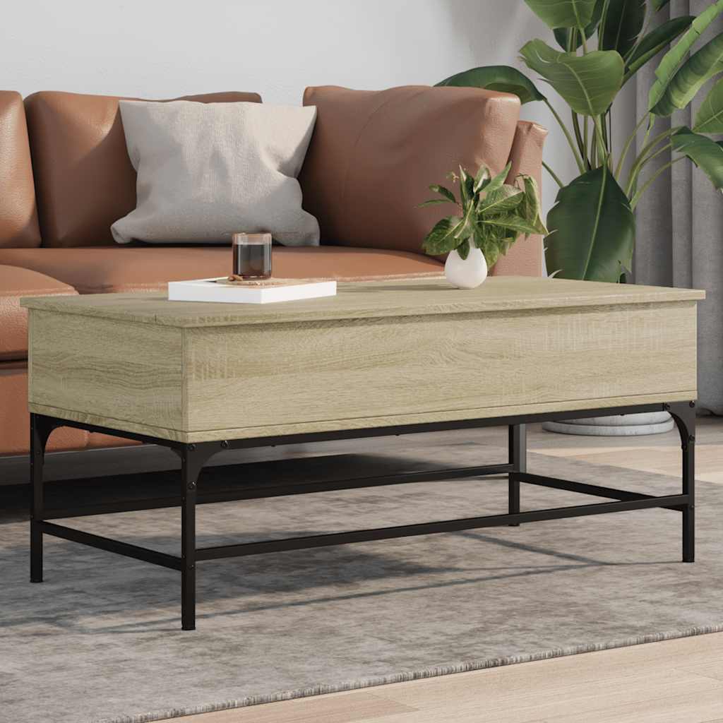 Coffee Table Engineered Wood and Metal Sonoma oak 100 cm 50 cm