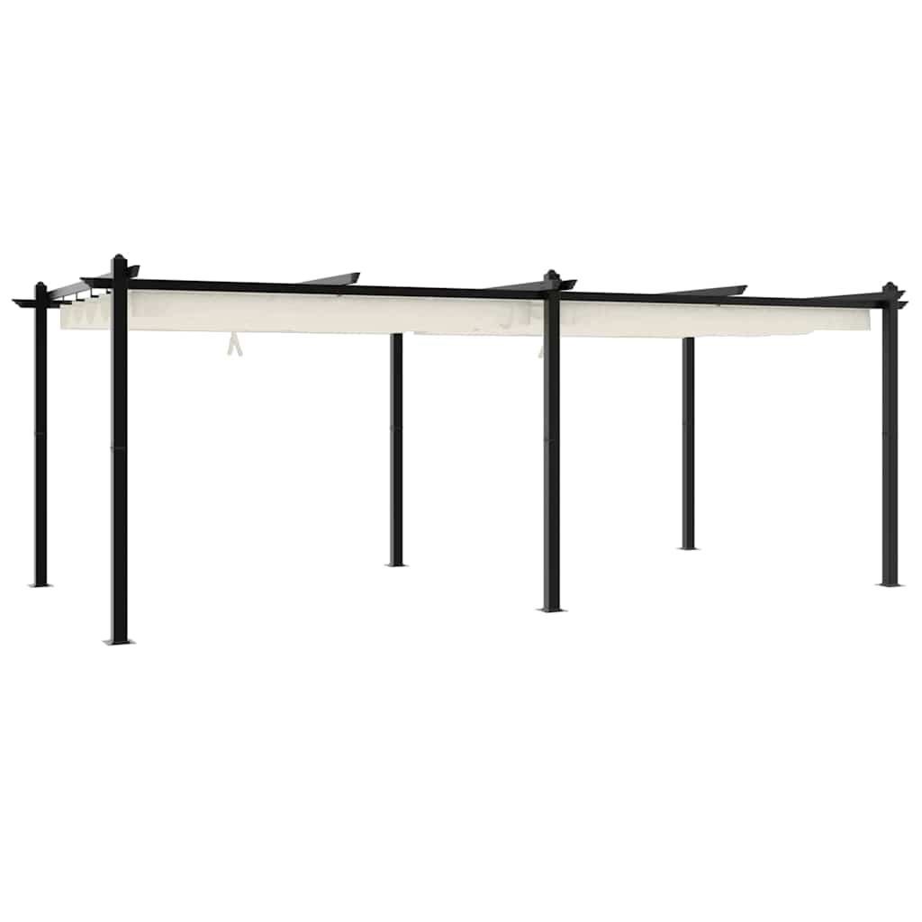 vidaXL Garden Gazebo with Retractable Roof Cream 3x6 m Aluminium 6