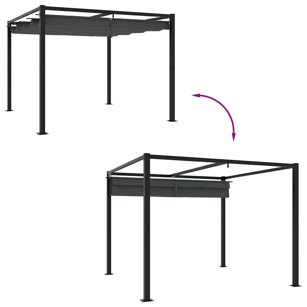 vidaXL Garden Gazebo with Retractable Roof Anthracite 3x3 m Steel 6